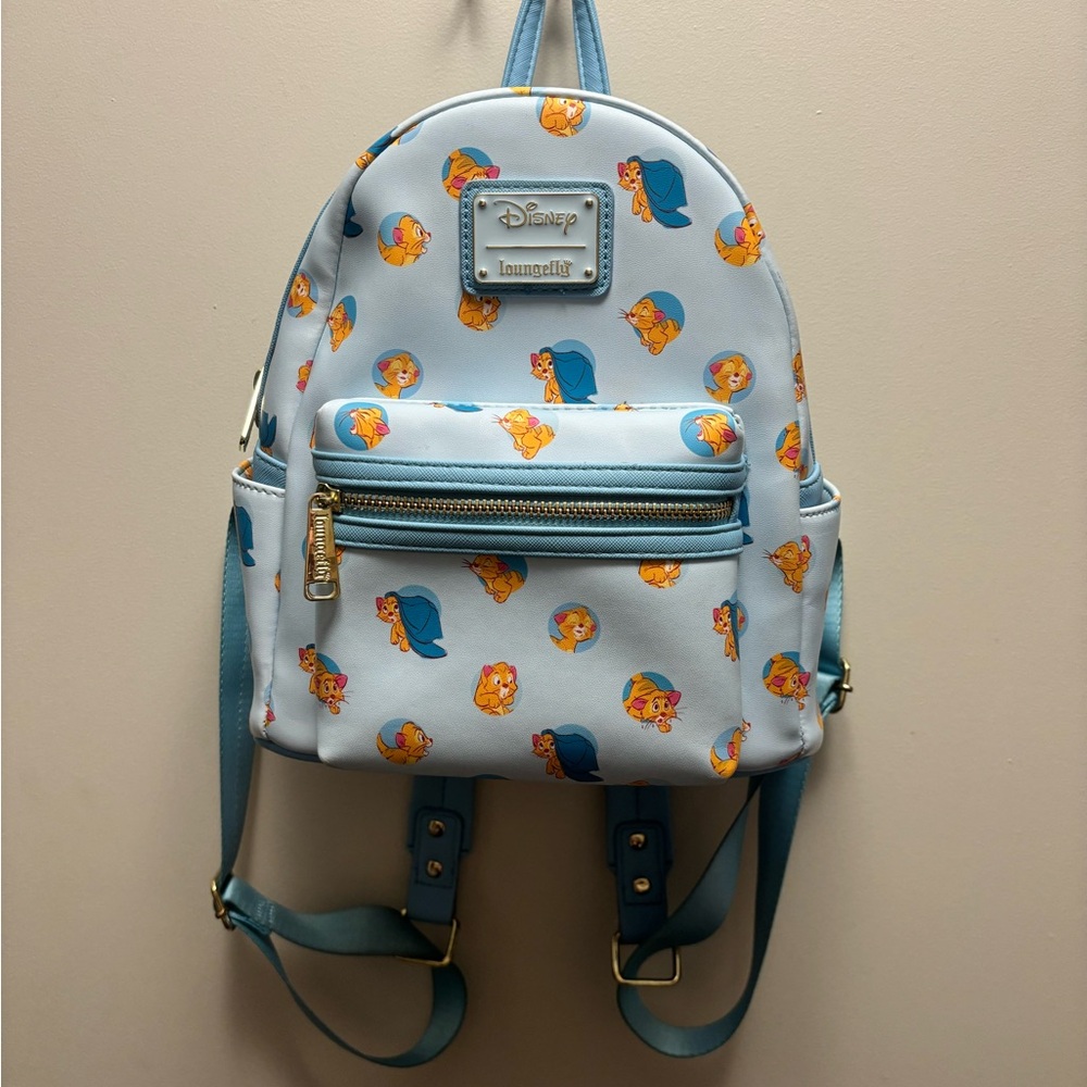 Loungefly Light Blue Oliver & Company Pattern Mini Backpack